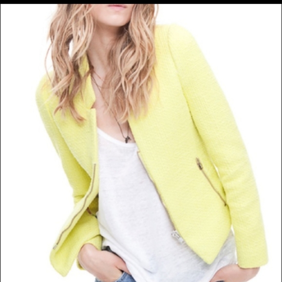 ZARA TRAFALUC TWEED WHITE ZIPPER BLAZER - Picture 12 of 16